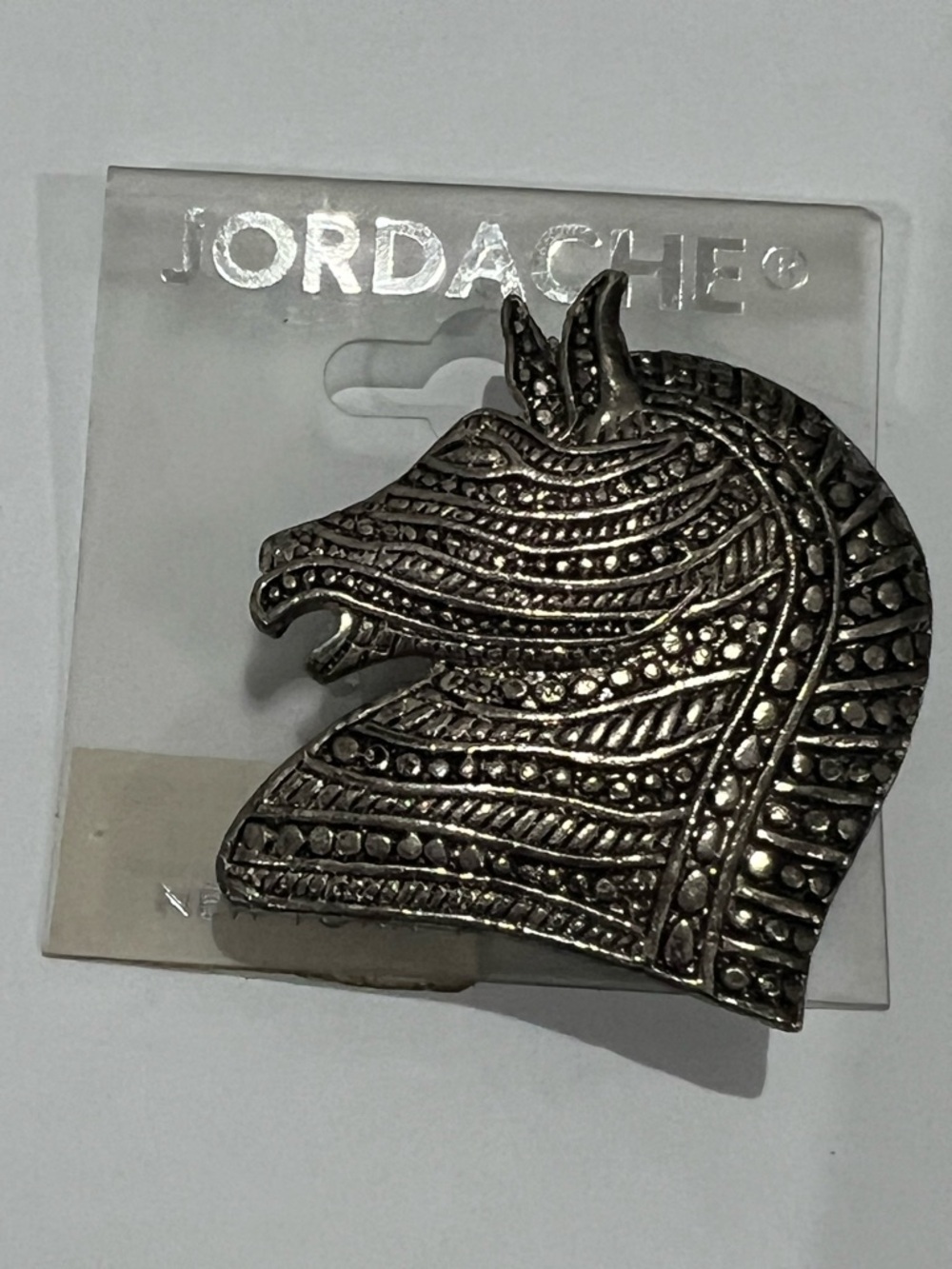 Jordache Woman Silver Horse Head Lapel Pin